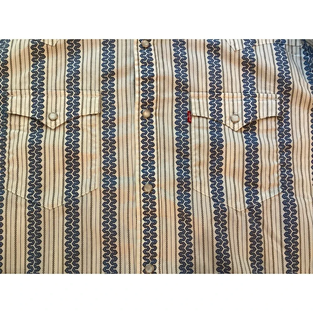 levis shirt men xl new pearl snap long sleeve striped western cowboy